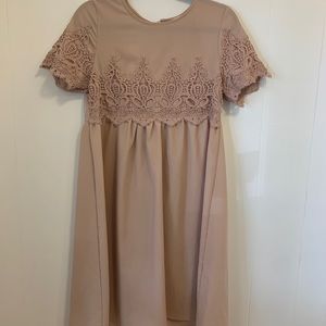 Crochet dress pink nude midi dress